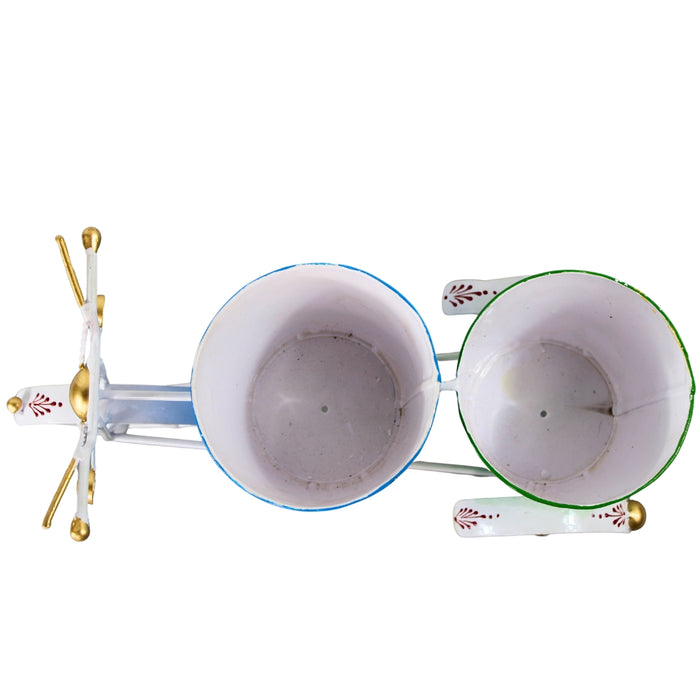 Wonderland Bicycle Pot Stand With Two Attached  Buckets - Flower Display Stand for Patio Deck Garden Lawn - Outdoor Flower Pots Stand Plant Accessories