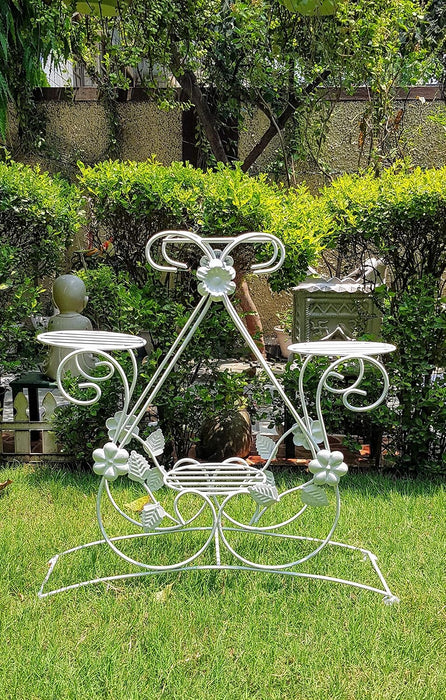 White Metal 4-Tier Plant Stand