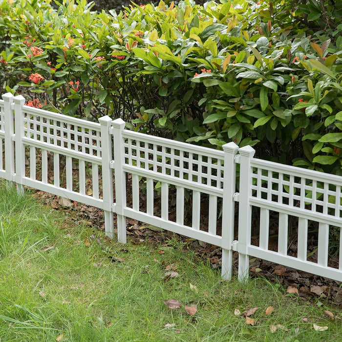 Wonderland (set of 8) 23 inch tall Decorative White Resin Garden Fence Panels|15.7 feet coverage  Weather-Resistant No-Dig Plastic Picket Edging for Flower Beds, Lawns, and Pathways