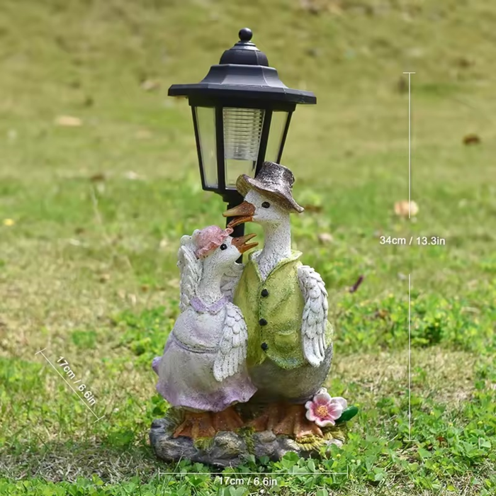 Solar Garden Duck Statue - Waterproof Outdoor Duck Couple Decor ...