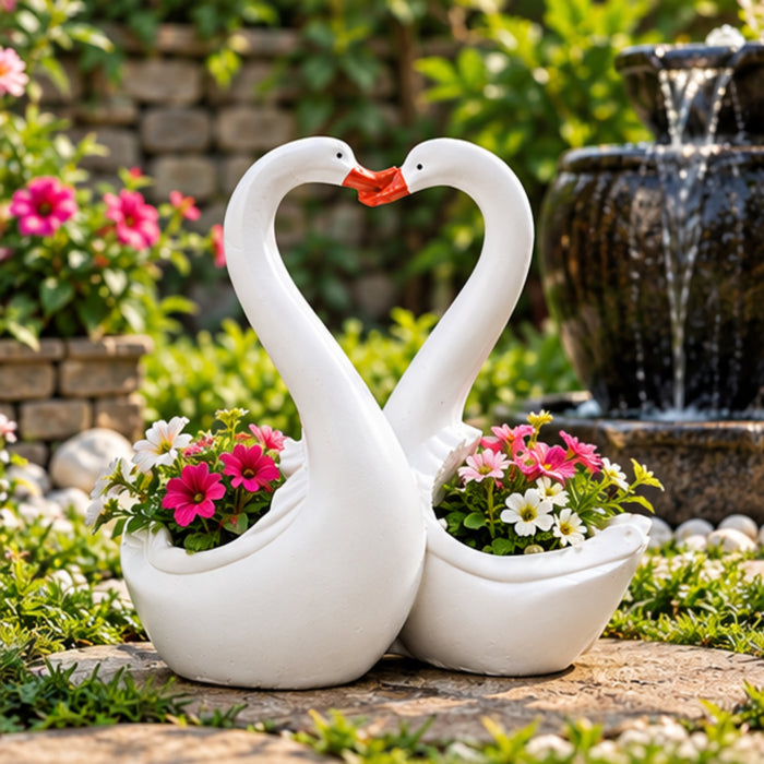 Love Swan Couple Showpiece / Planter / Flower Pot
