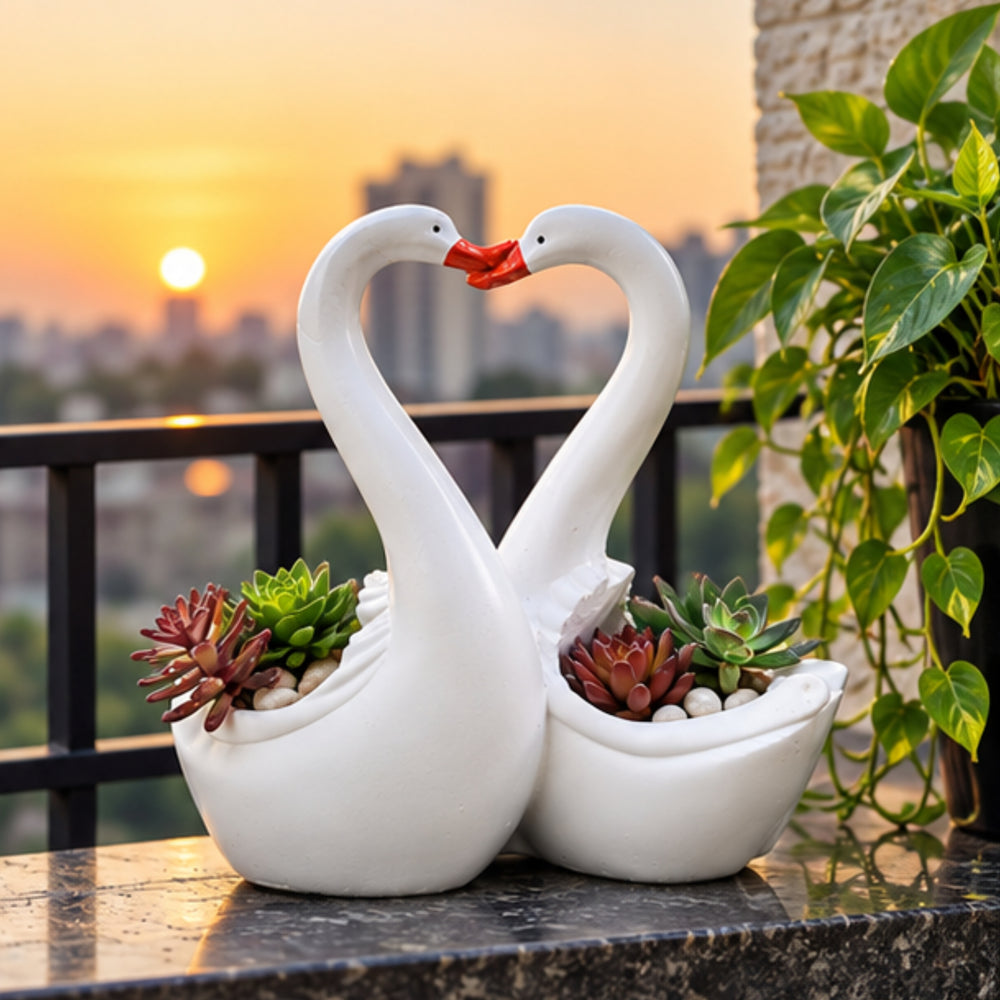 Love Swan Couple Showpiece / Planter / Flower Pot
