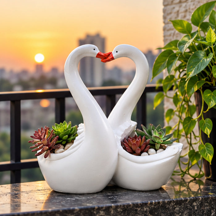 Love Swan Couple Showpiece / Planter / Flower Pot