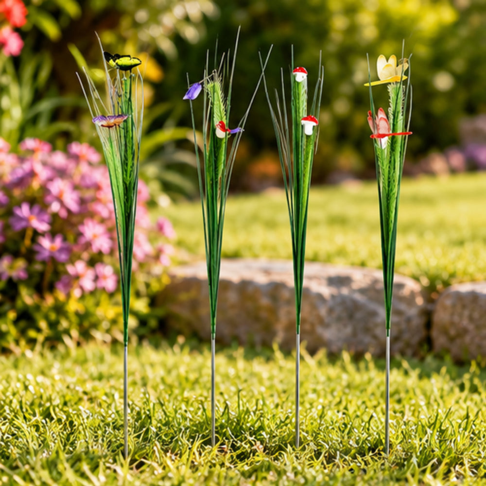 (Set of 4) Artificial Leaves Sticks with Mini Creatures