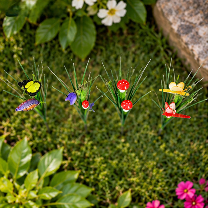 (Set of 4) Artificial Leaves Sticks with Mini Creatures