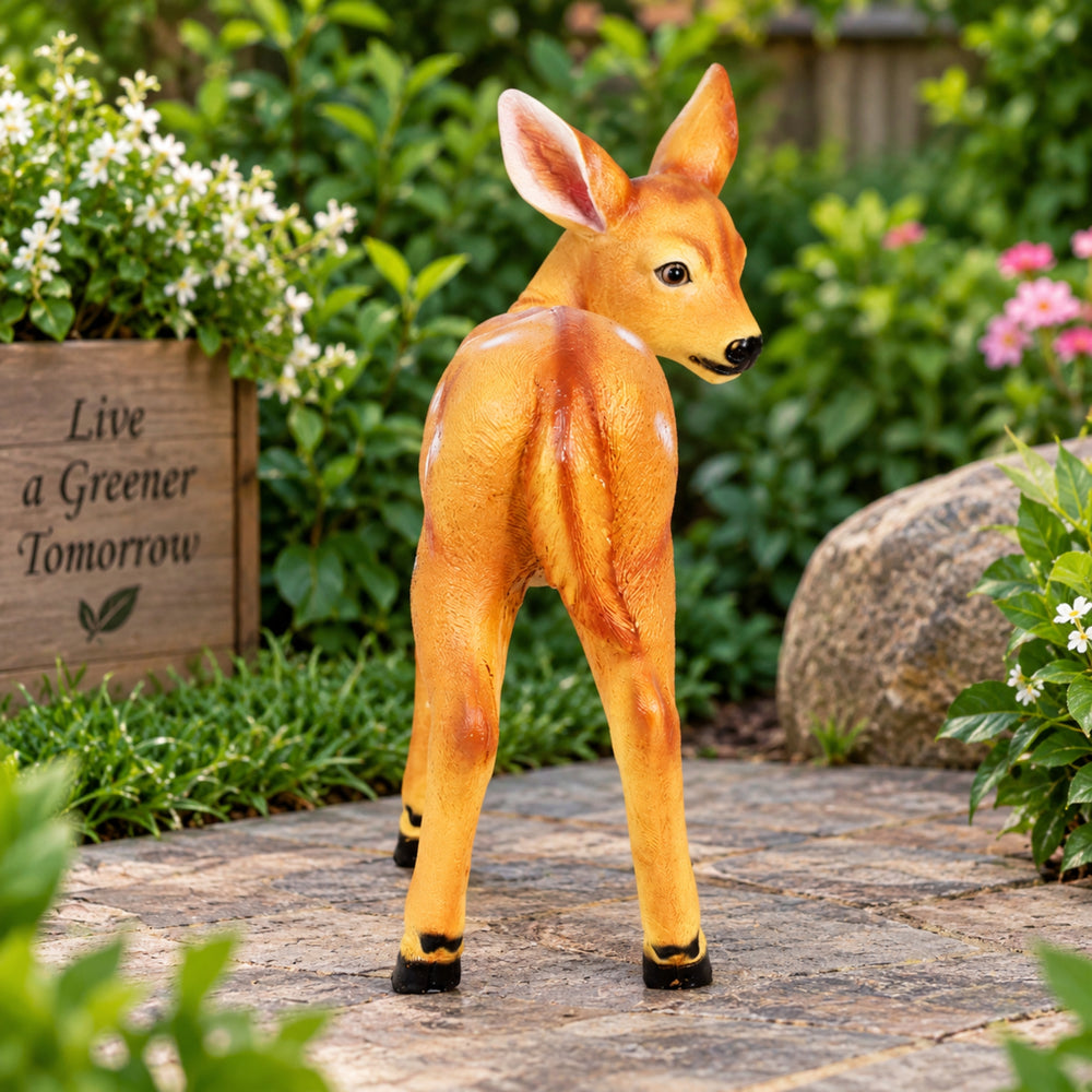 Realistic Baby Deer Garden Statue – Spotted Fawn Figurine, Weather-Resistant Resin Statue