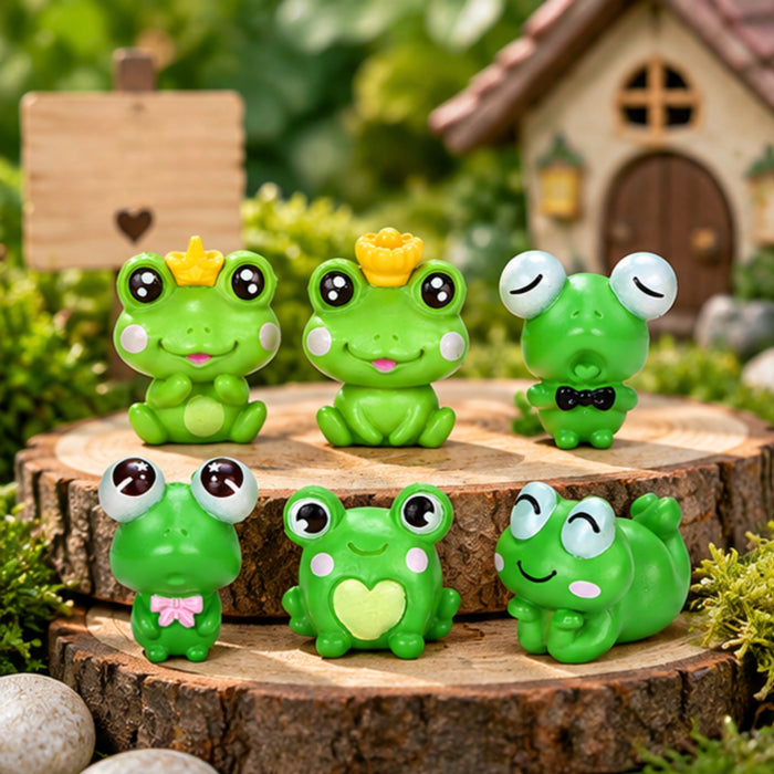 Miniature Toys : (Set of 6) Funny Frogs for Fairy Garden Accessories