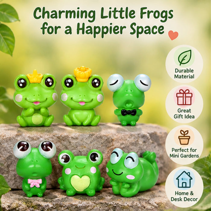 Miniature Toys : (Set of 6) Funny Frogs for Fairy Garden Accessories