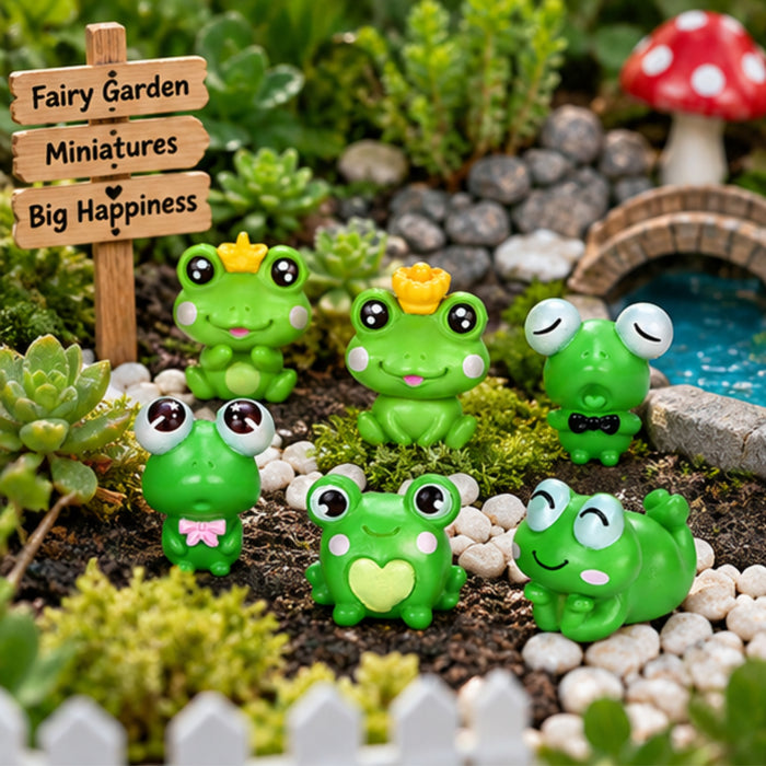Miniature Toys : (Set of 6) Funny Frogs for Fairy Garden Accessories