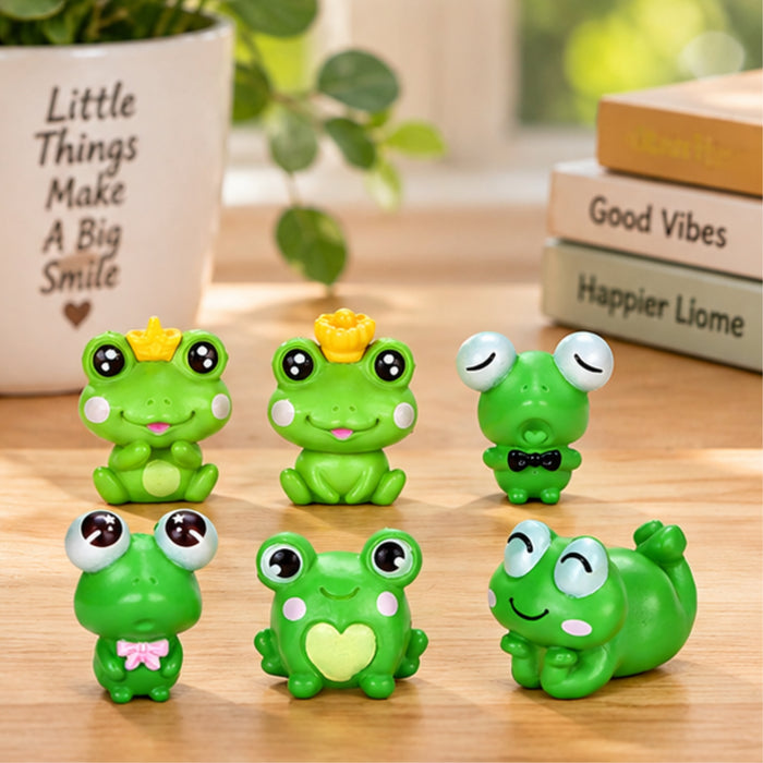Miniature Toys : (Set of 6) Funny Frogs for Fairy Garden Accessories