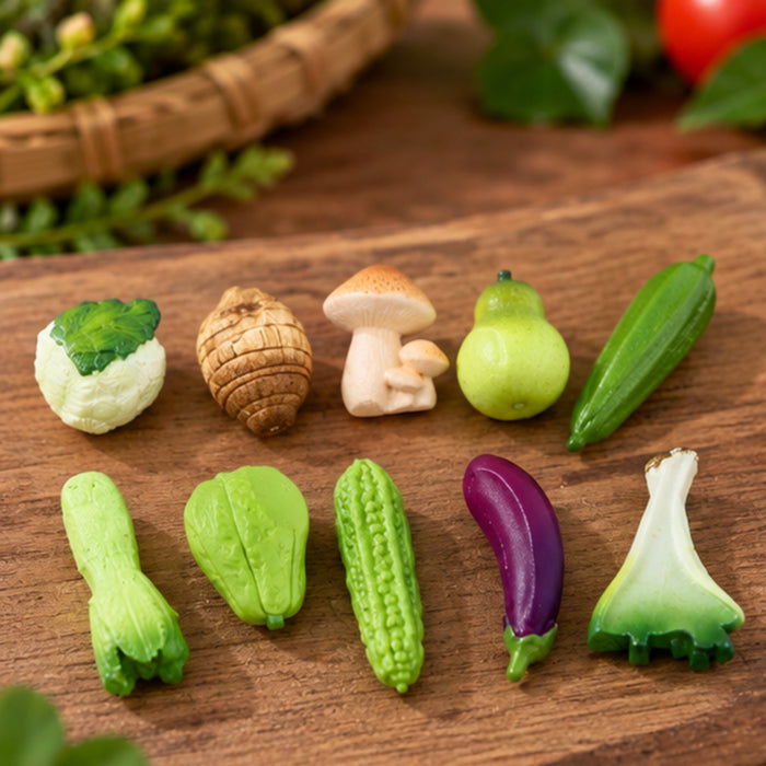 Wonderland 10-Piece Miniature Asian Vegetable Set for Dollhouse, Crafting, & Education purpose| mini fake food vegetable toys miniatures| Fairy garden accessories