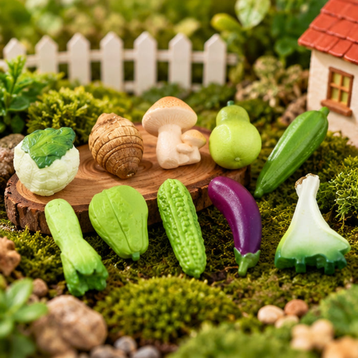 Wonderland 10-Piece Miniature Asian Vegetable Set for Dollhouse, Crafting, & Education purpose| mini fake food vegetable toys miniatures| Fairy garden accessories