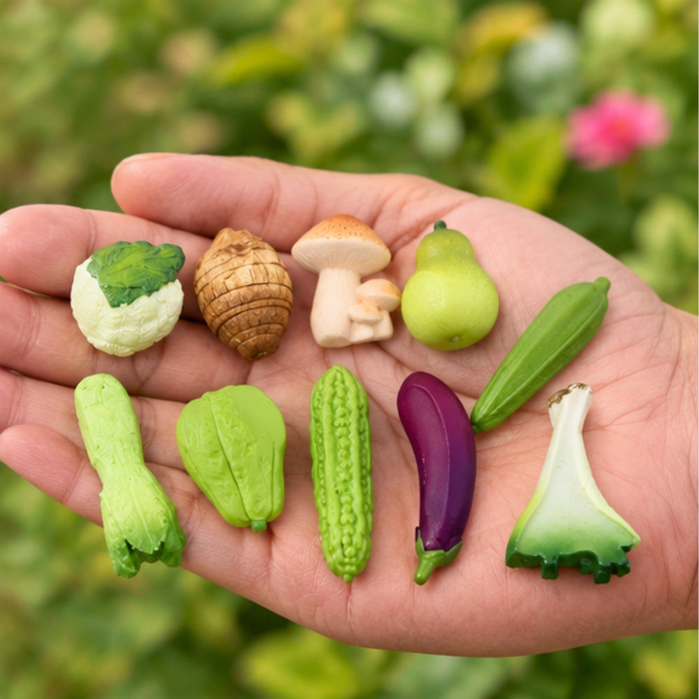10-Piece Miniature Asian Vegetable Set for Dollhouse, Crafting, & Education purpose| mini fake food vegetable toys miniatures| Fairy garden accessories
