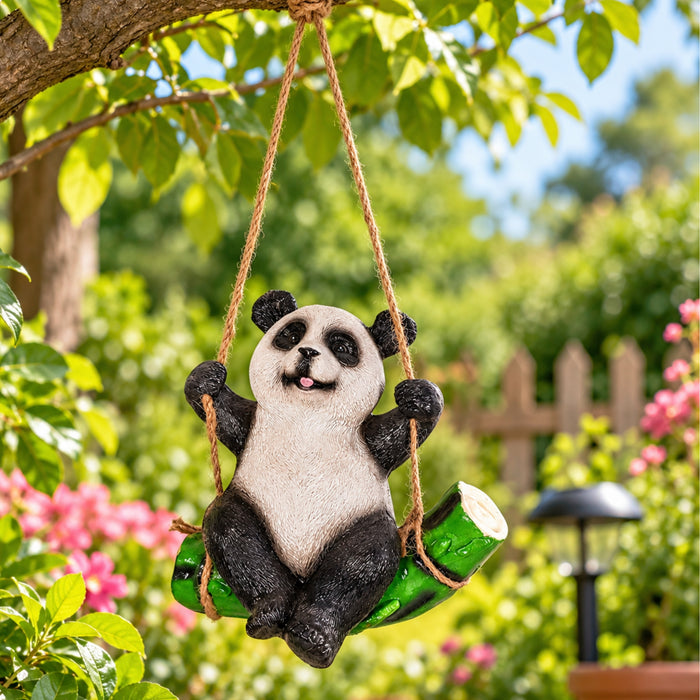 Polyresin Panda on Swing statue | Panda for Garden, Real Looking Panda,
