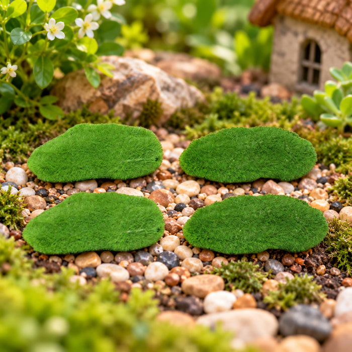 Miniature Toys:  (Set of 4) Small Moss Green Stone