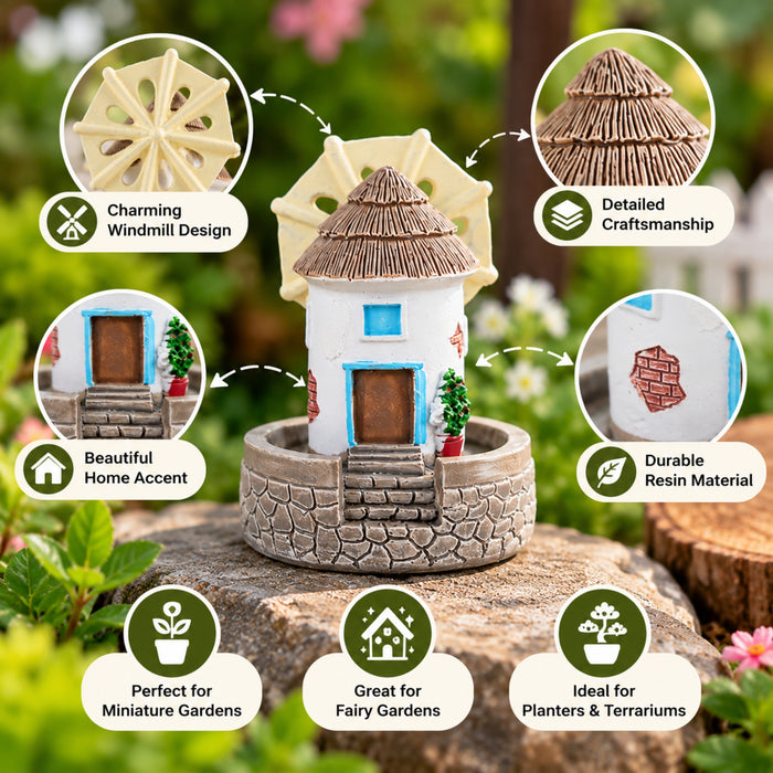 Wonderland Miniature Resin Windmill |Garden Miniatures| Doll House Accessories| Miniature For Home & Garden Decor