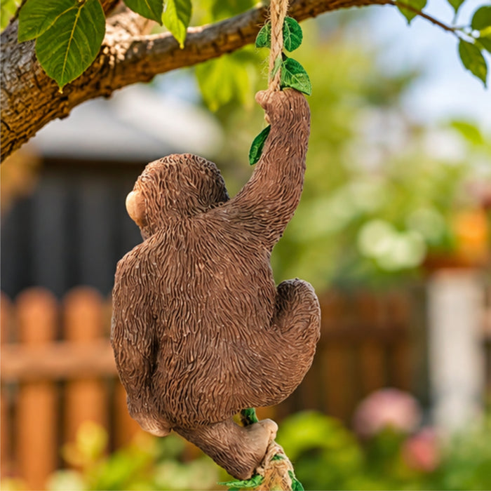 Adorable Swinging Monkey Garden Statue – Hand-Painted Resin  Hanging Decor