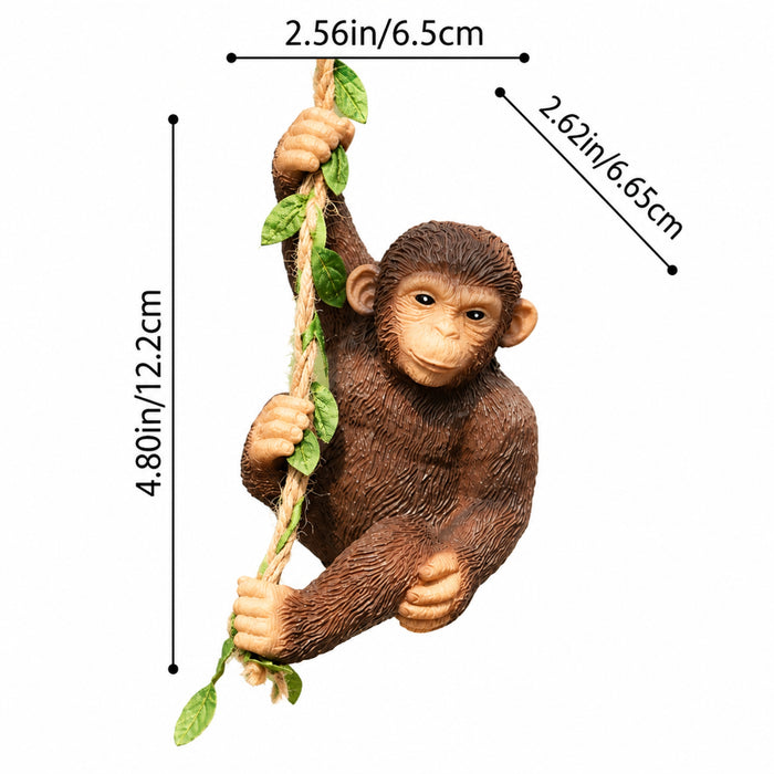 Adorable Swinging Monkey Garden Statue – Hand-Painted Resin  Hanging Decor