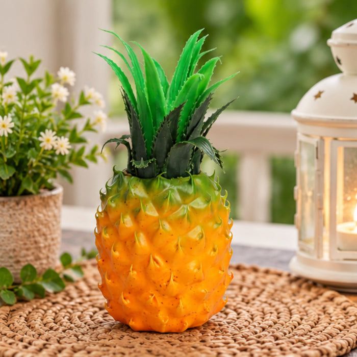 Wonderland Artificial Real Looking Pineapple | Natural Real-looking artificial fruits and vegetables | Matreial PVC | Size Height 8 Inches | Home Decor, Dining Table Display, Hotel Decoration