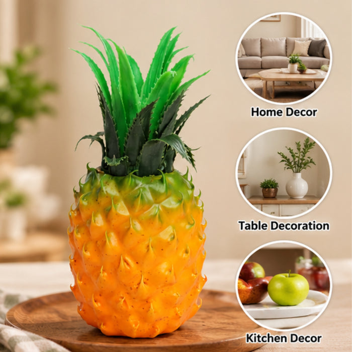 Wonderland Artificial Real Looking Pineapple | Natural Real-looking artificial fruits and vegetables | Matreial PVC | Size Height 8 Inches | Home Decor, Dining Table Display, Hotel Decoration