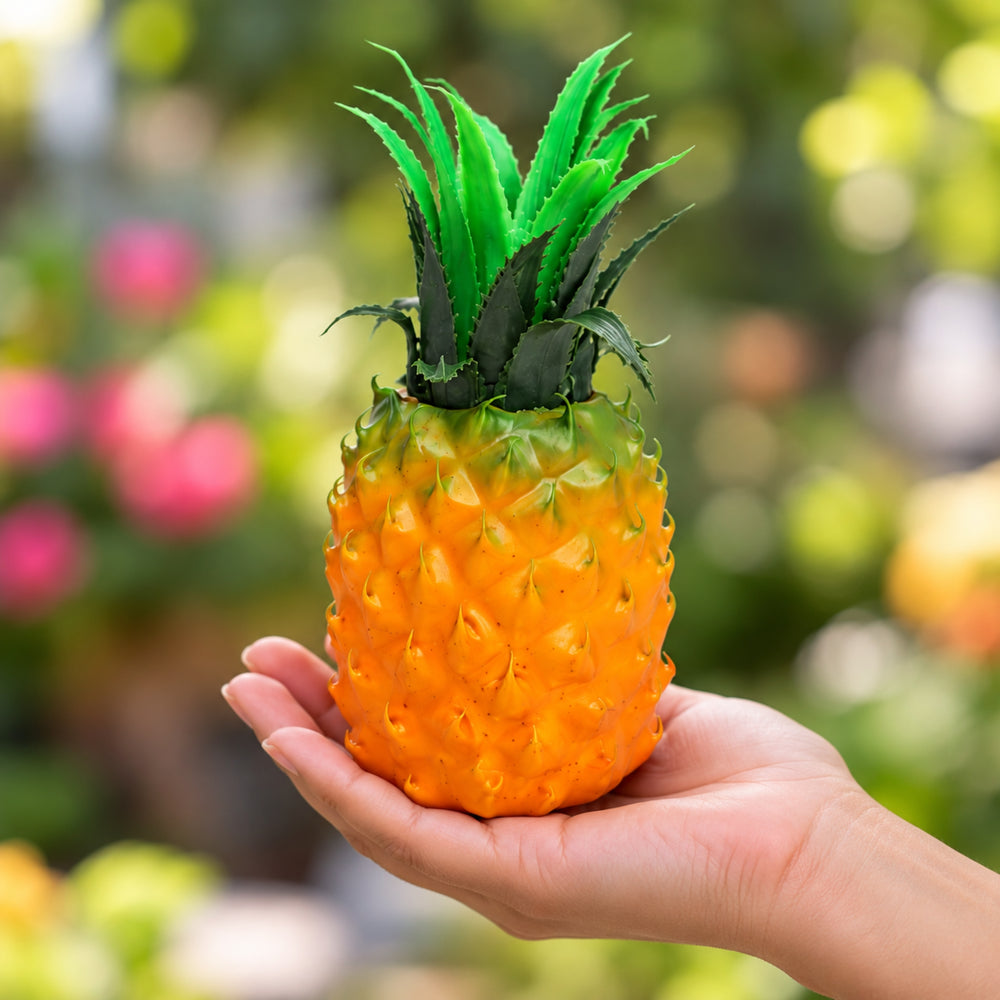 Wonderland Artificial Real Looking Pineapple | Natural Real-looking artificial fruits and vegetables | Matreial PVC | Size Height 8 Inches | Home Decor, Dining Table Display, Hotel Decoration