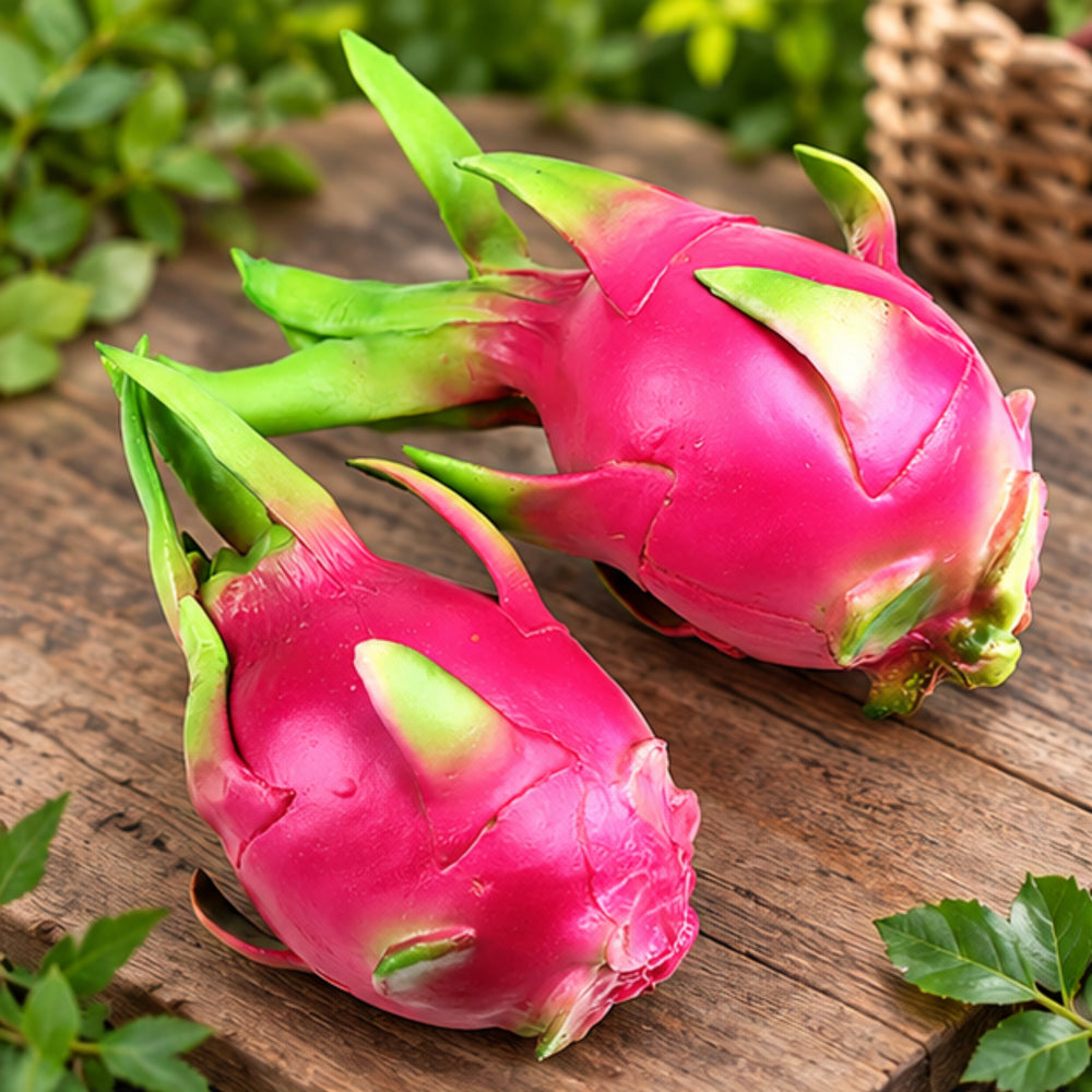 Wonderland Artificial Dragonfruit Decoration | Set of 2 | Imitation Fruit Decor | Synthetic Fruit | Lifelike Realistic Decorative Fruit | Kitchen Ornamentation | Faux Fruit Bowl Accessories