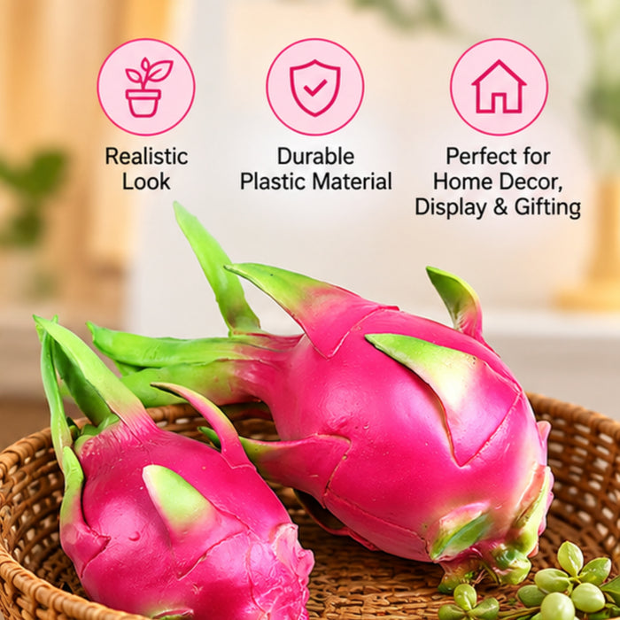Wonderland Artificial Dragonfruit Decoration | Set of 2 | Imitation Fruit Decor | Synthetic Fruit | Lifelike Realistic Decorative Fruit | Kitchen Ornamentation | Faux Fruit Bowl Accessories
