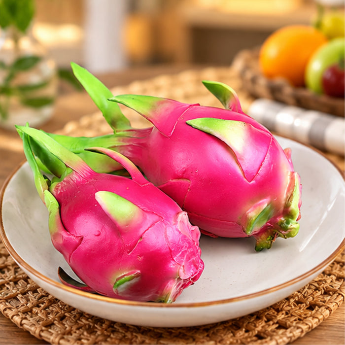Wonderland Artificial Dragonfruit Decoration | Set of 2 | Imitation Fruit Decor | Synthetic Fruit | Lifelike Realistic Decorative Fruit | Kitchen Ornamentation | Faux Fruit Bowl Accessories