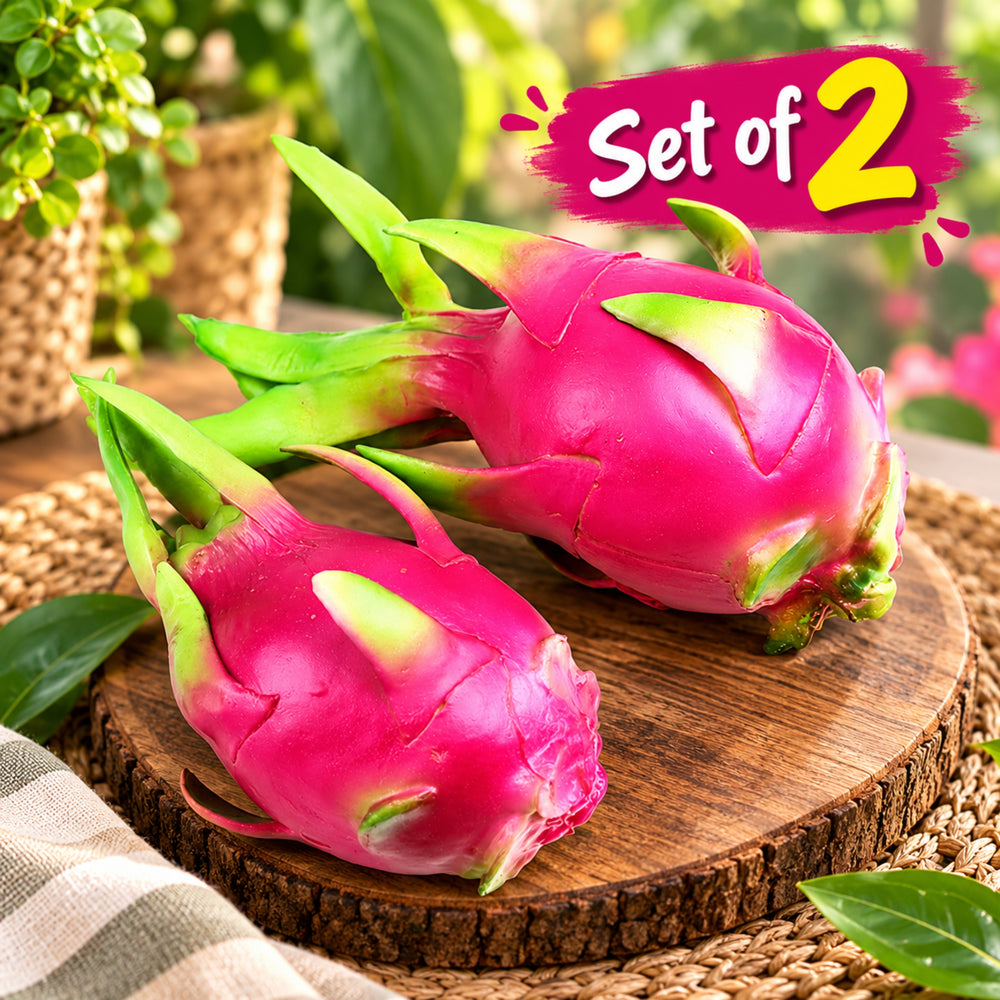 Wonderland Artificial Dragonfruit Decoration | Set of 2 | Imitation Fruit Decor | Synthetic Fruit | Lifelike Realistic Decorative Fruit | Kitchen Ornamentation | Faux Fruit Bowl Accessories