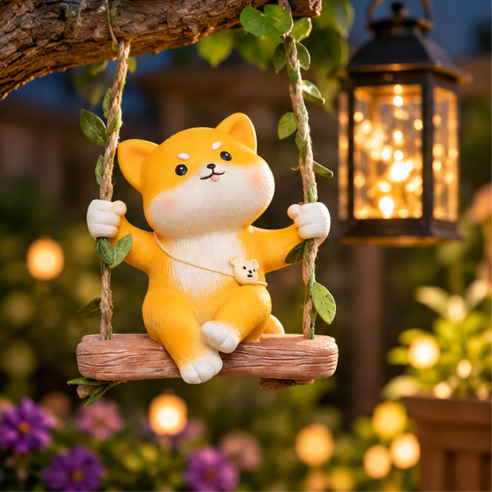 Whimsical Mini Hanging Fox Garden Figurine – Forest Animal 3.54x2.7x3.9 inch