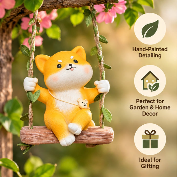 Whimsical Mini Hanging Fox Garden Figurine – Forest Animal 3.54x2.7x3.9 inch