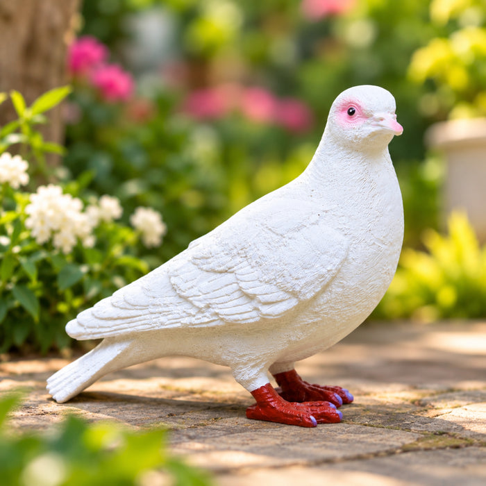 Realistic White Pigeon Garden Statue