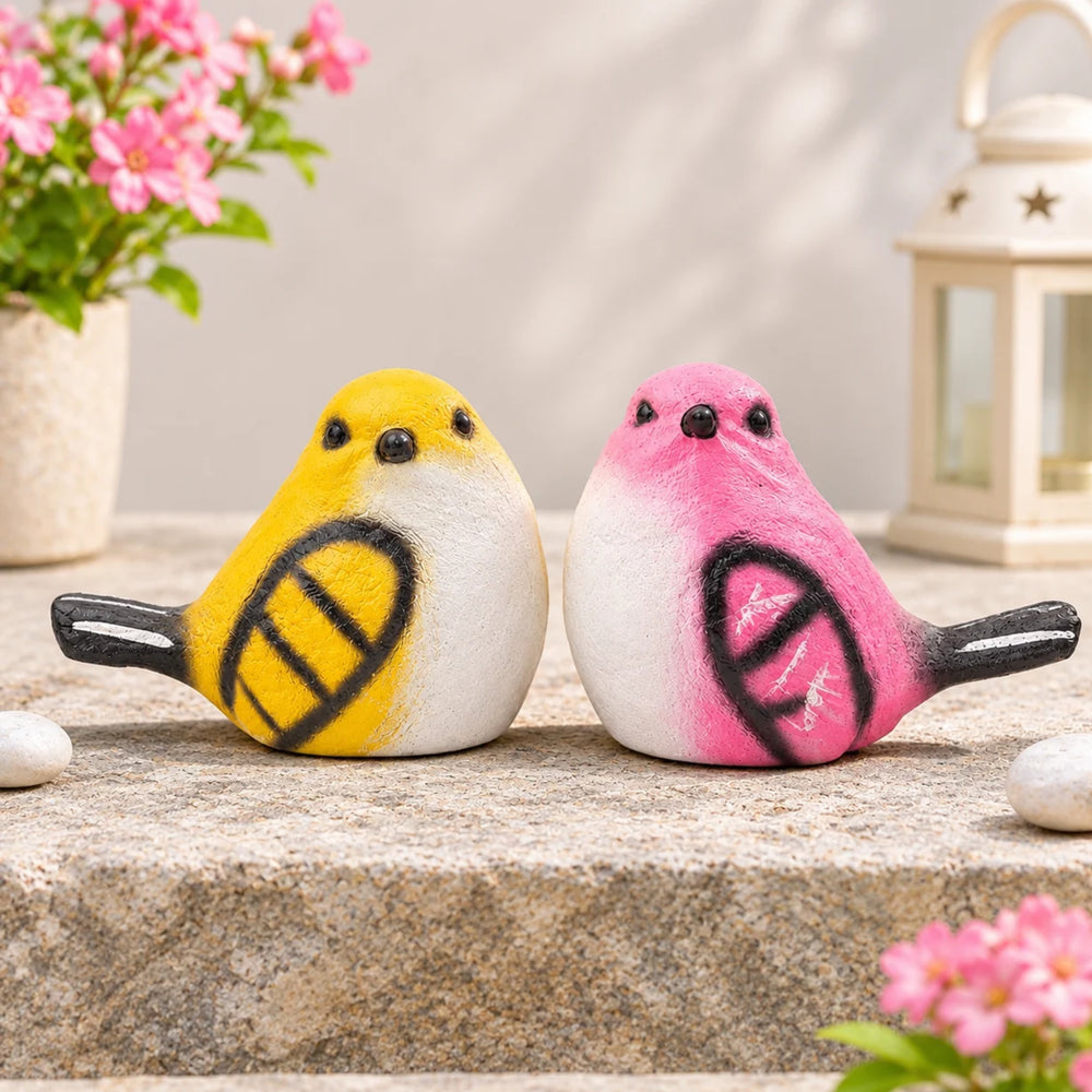 Set of 2 Decorative Hand-Painted Bird Figurines