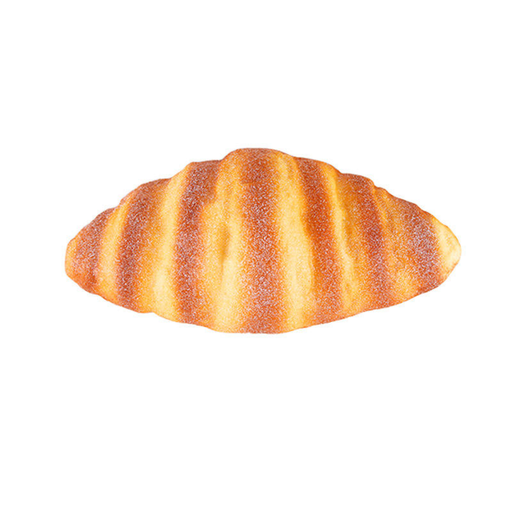 Artificial sugar-dusted croissant food model with realistic golden-brown texture.