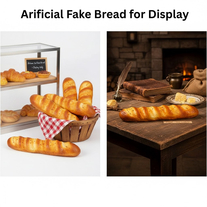 Wonderland Artificial Long Bread Model (15-Inch) – Realistic Fake Food for Decoration, Kitchen & Bakery Display|Bread Decor Fake Dessert Model for Activities Parties Office loaf- 15x3.5x2.16 inch