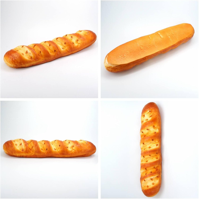 Wonderland Pack of 4 Artificial Long Bread Model (15-Inch) – Realistic Fake Food for Decoration, Kitchen & Bakery Display|Bread Decor Fake Dessert Model for Activities Parties Office loaf- 15x3.5x2.16 inch