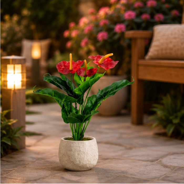 Artificial Red Anthurium Lily Bouquets - Pack of 2 (Pot not included)