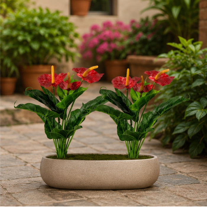 Artificial Red Anthurium Lily Bouquets - Pack of 2 (Pot not included)