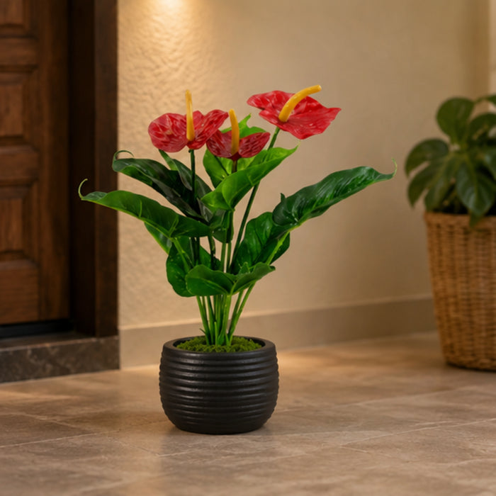 Artificial Red Anthurium Bouquet -Set of 4 (Pot not included)