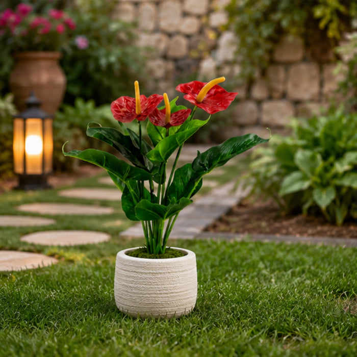 Artificial Red Anthurium Bouquet -Set of 4 (Pot not included)