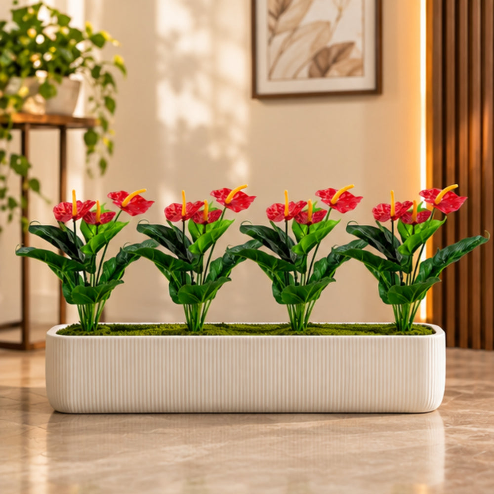 Artificial Red Anthurium Bouquet -Set of 4 (Pot not included)