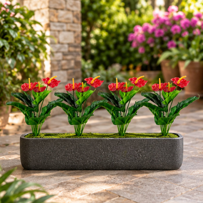 Artificial Red Anthurium Bouquet -Set of 4 (Pot not included)