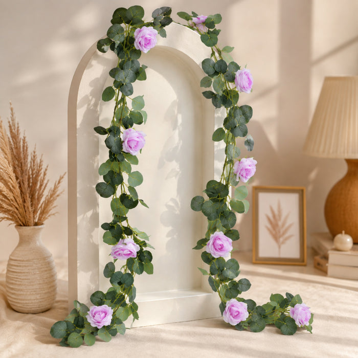 (Set of 2) Artificial Rose Flower String (Light Purple) for Home Décor.