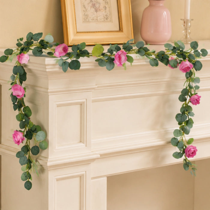 (Set of 2) Artificial Rose Flower String (Pink) for Home Décor