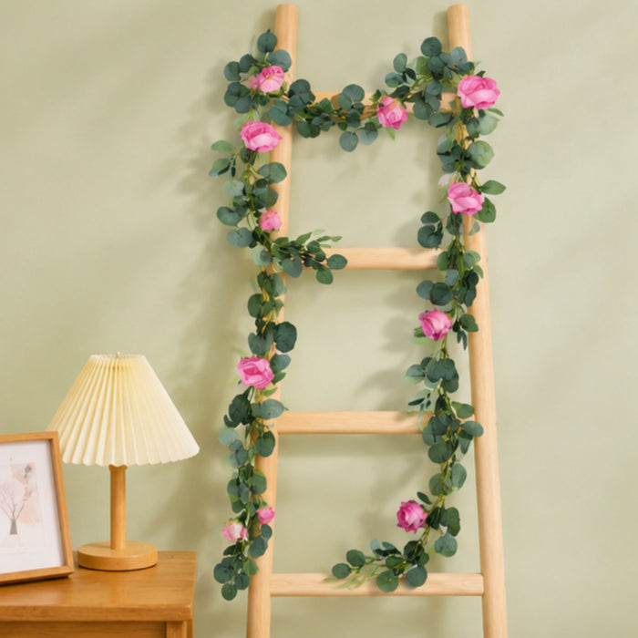 (Set of 2) Artificial Rose Flower String (Pink) for Home Décor