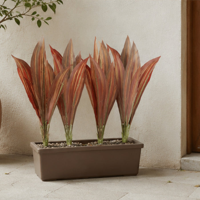 Set of 4 Artificial Plant  with Red and Yellow Variegated Leaves (without pot)