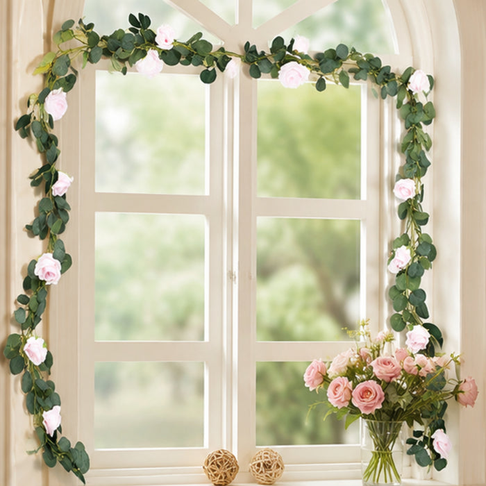 (Set of 2) Artificial Rose Flower String (Light Pink) for Dome Decor.