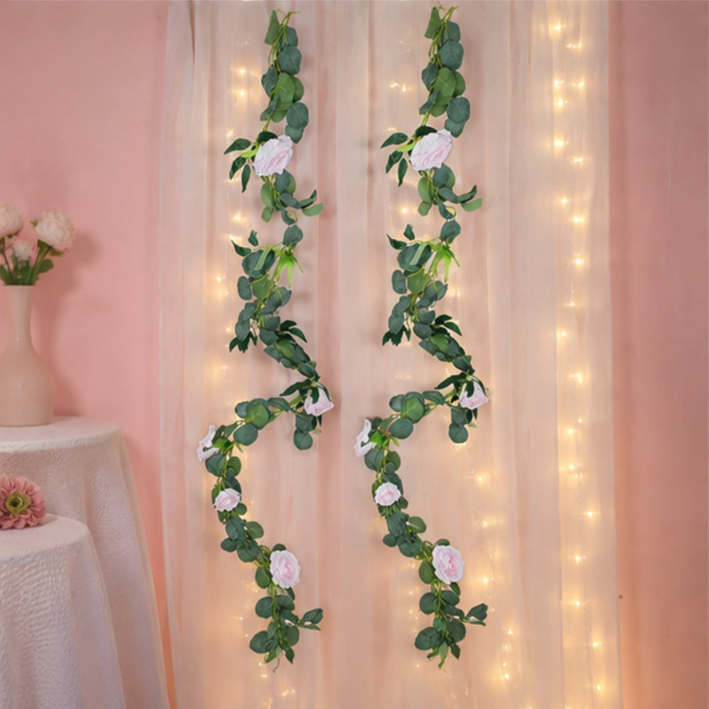 (Set of 2) Artificial Rose Flower String (Light Pink) for Dome Decor.