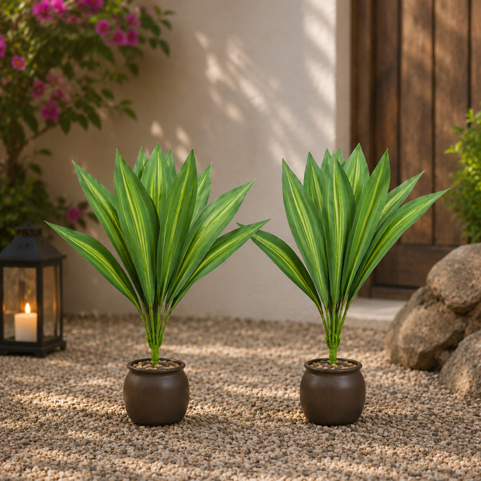 Artificial Green Dracaena Leaf Branch Set of 2