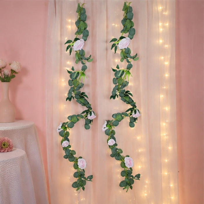 (Set of 2) Artificial Rose Flower String (Light Pink) for Dome Decor.